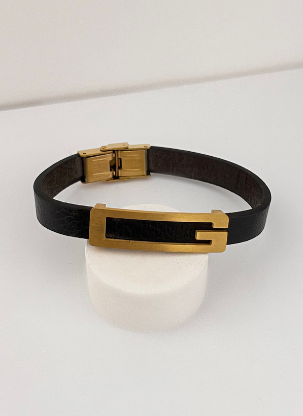 دستبند چرم پلاک جی