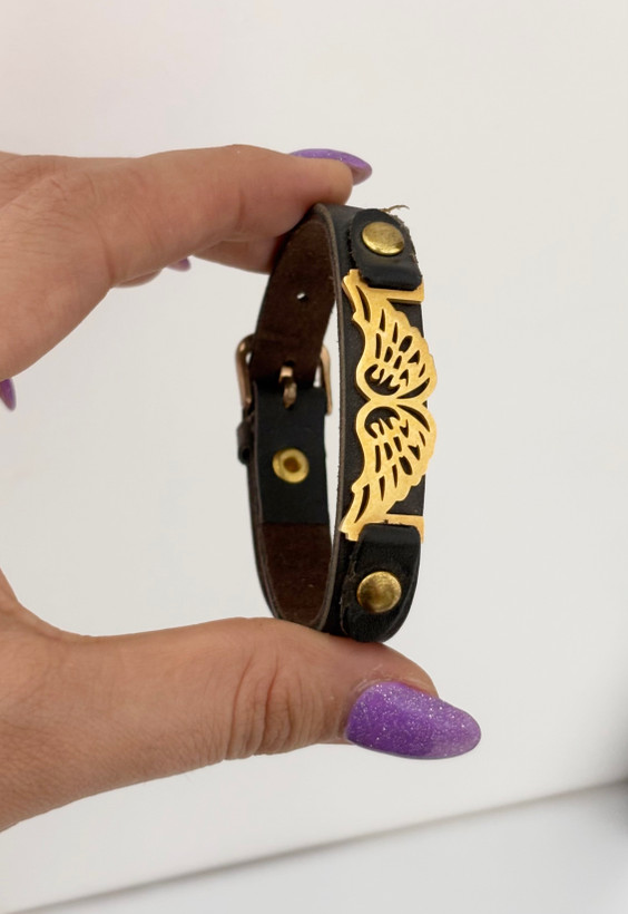 دستبند چرم طرح طلا دخترانه