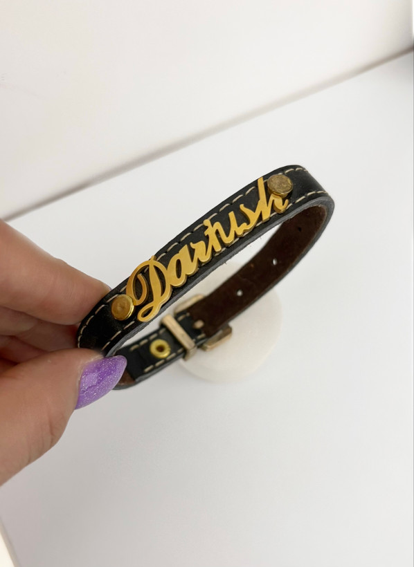 دستبند چرمی مردانه با پلاک اسم