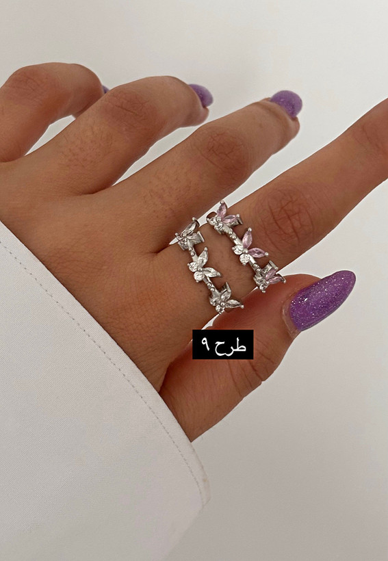 انگشتر سه پروانه صورتی دخترانه