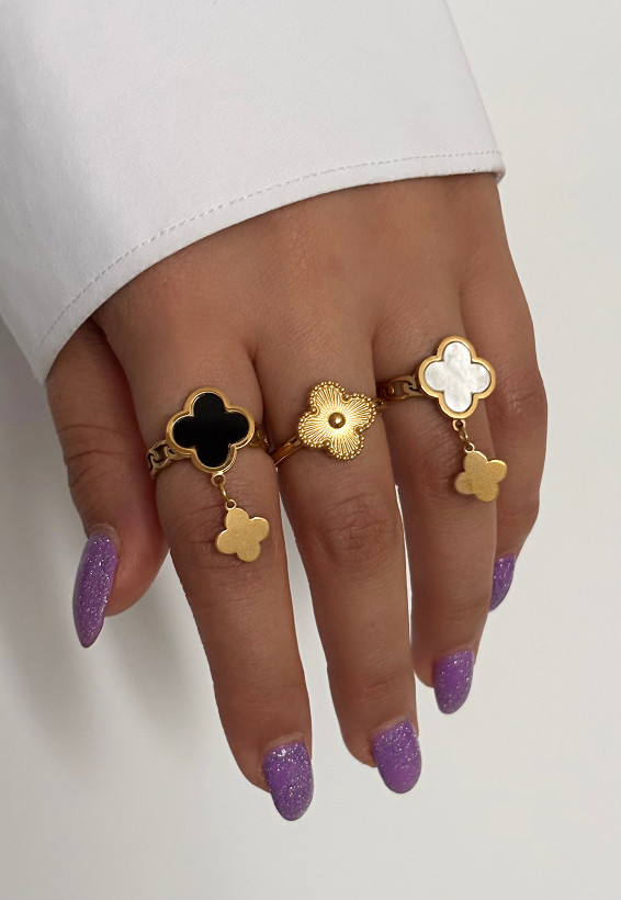 انگشتر استیل طرح گل ونکلیف