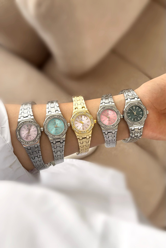 ساعت استیل دور نگین