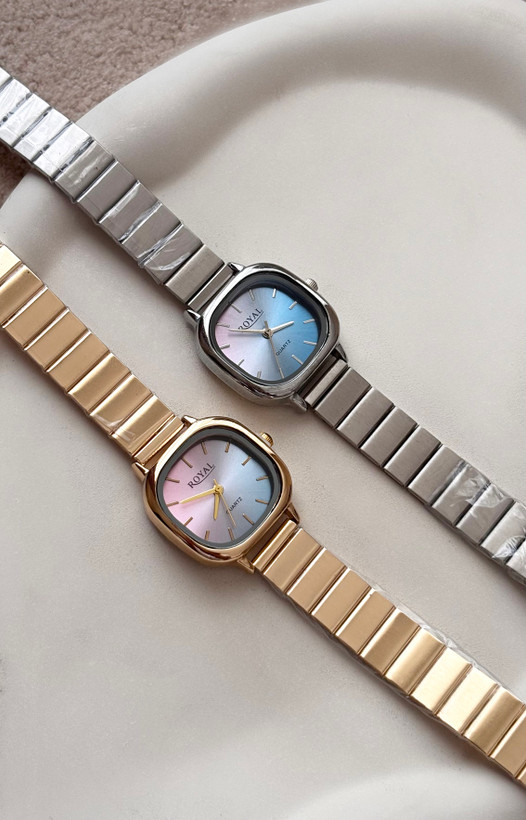 ساعت صفحه صورتی و آبی دحترانه