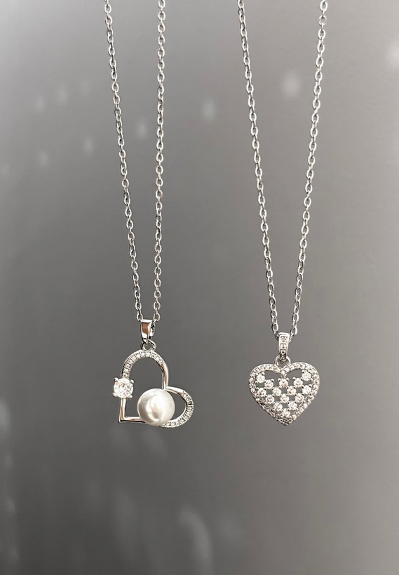 گردنبند طرح قلب نقره ای زنانه