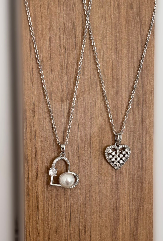گردنبند قلب و مروارید