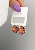گوشواره حلقه ای آویزدار رنگی