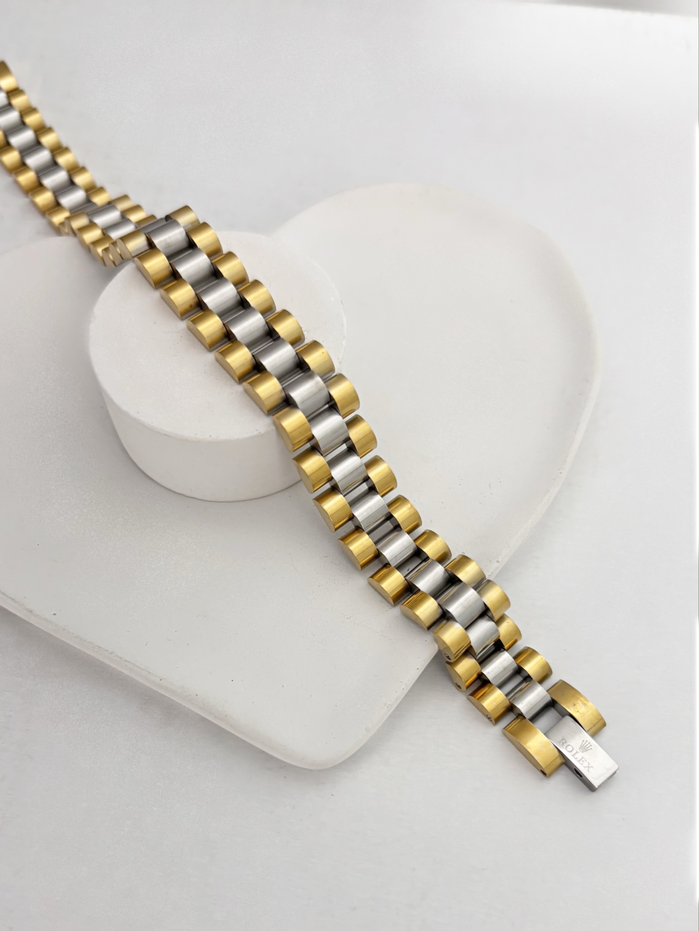 دستبند رولکس دورنگ مردانه پهن ۸۰۱