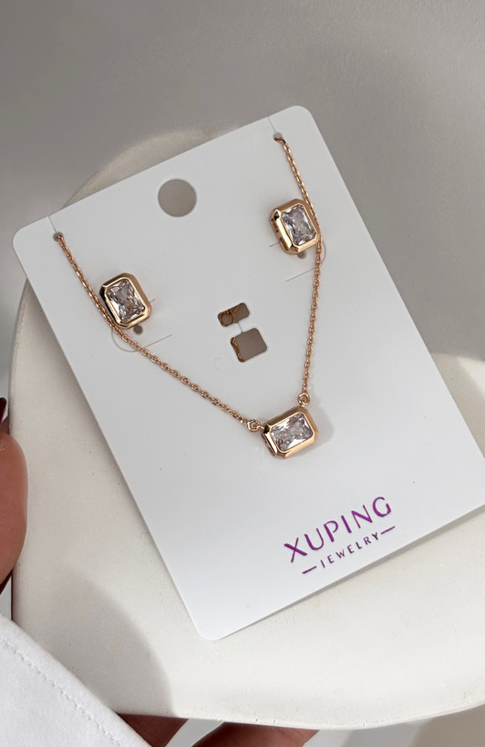 ست کووشاره گردنبند تک نگین مستطیل