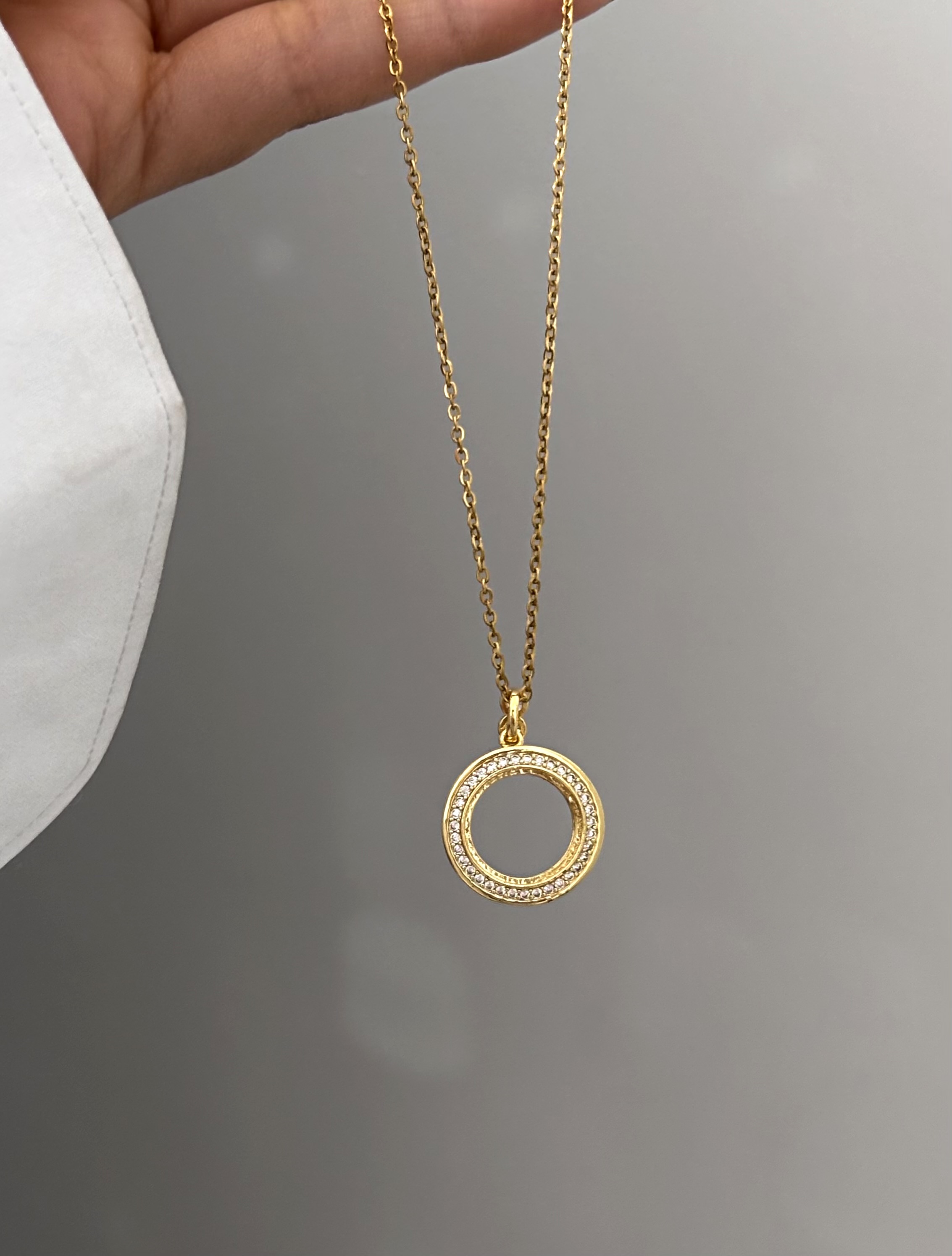 گردنبند استیل زنانه حلقه دورنگین ۸۱۱