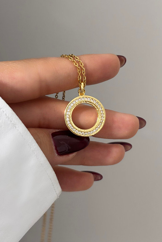 گردنبند خلقه ای دورنگین طلایی