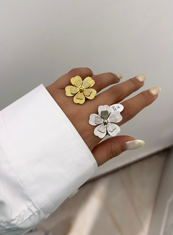 انگشتر گلبرگ بزرگ استیل