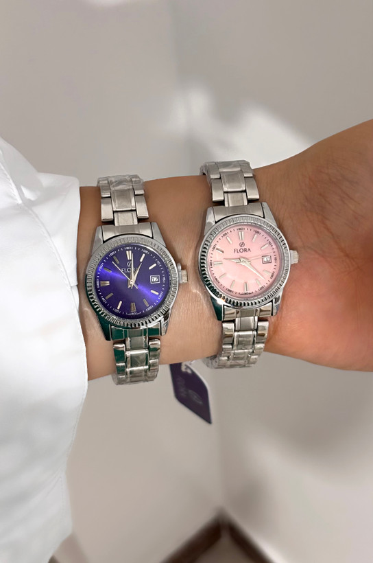 ساعت استیل فلورا صفحه گرد