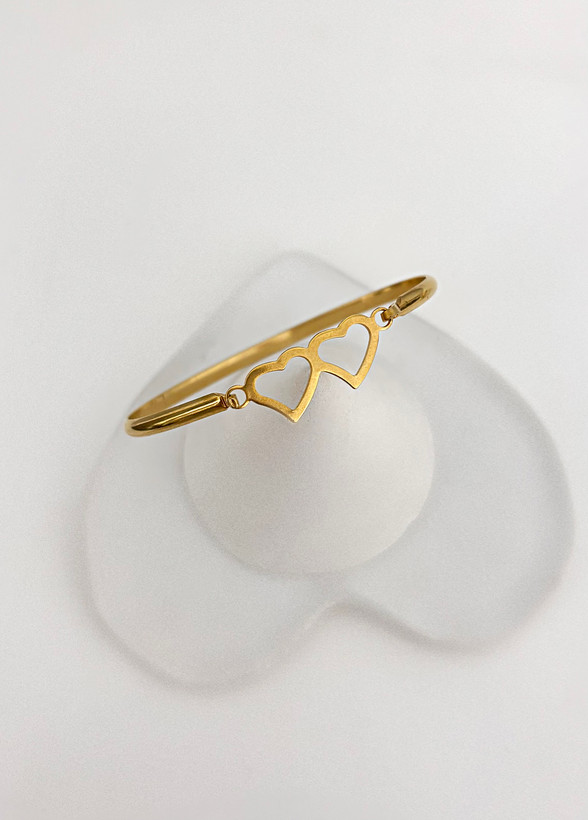 دستبند پلاک قلبی آینه ای طلایی