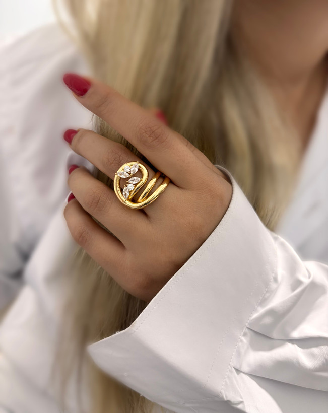 انگشتر برجسته فشن نگین دار زنانه