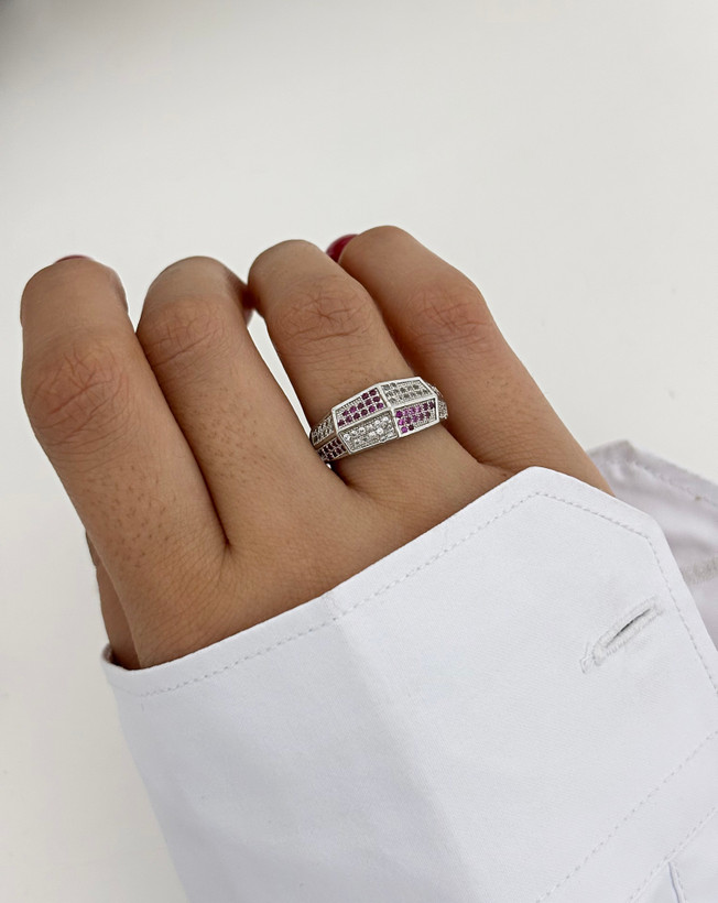 انگشتر استیل اسپرت نگیندار