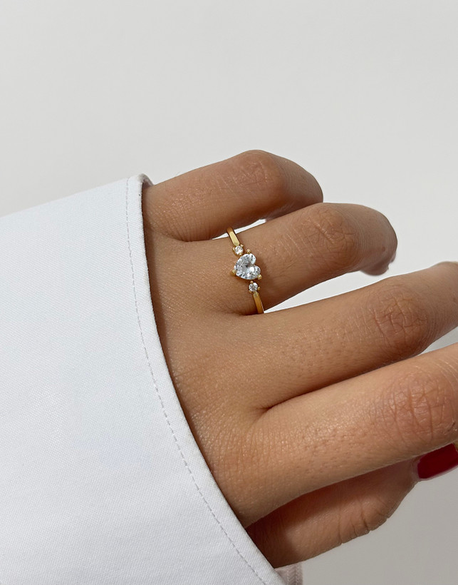 انگشتر قلبی مینیمال تک نگین