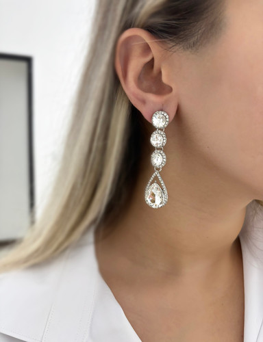 گوشواره آویزی اشکی نگیندار زنانه