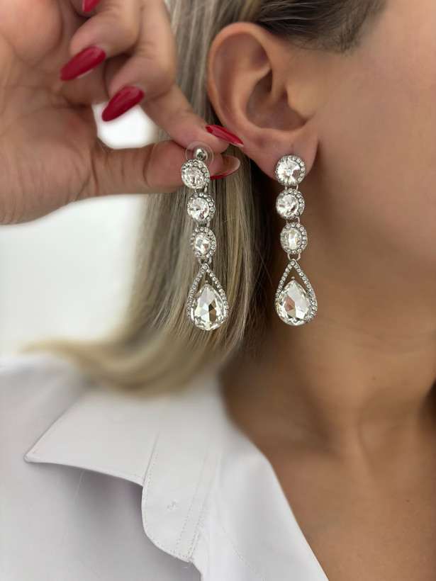 گوشواره مجلسی نگین درشت سفید