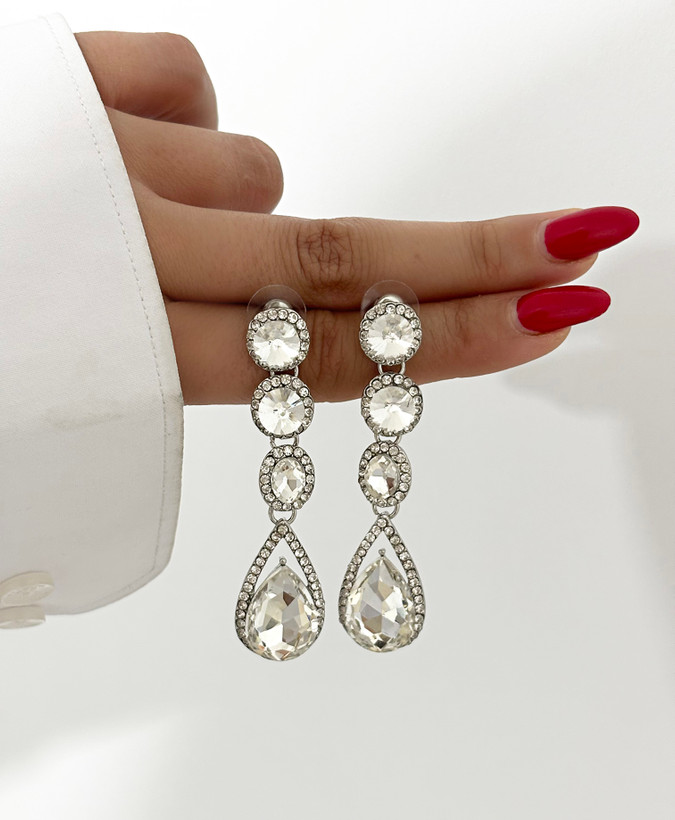 گوشواره آویز نگیندار مدل اشکی