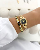 ساعت طلایی صفحه مشکی استیل زنانه