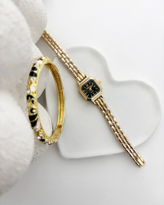 بنگل میناکاری سفید مشکی زنانه