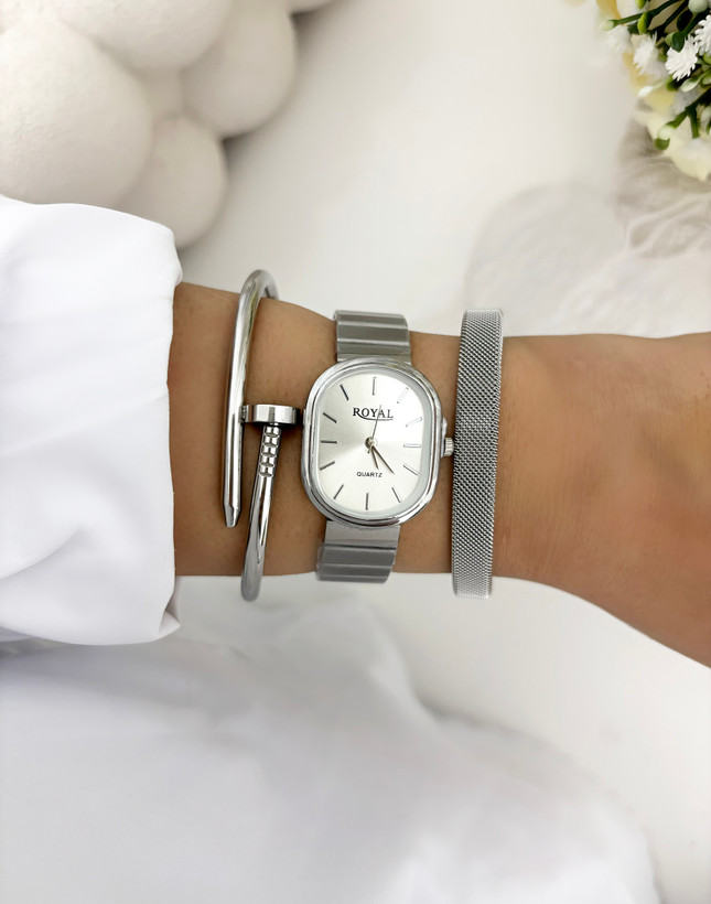 ساعت رویال استیل بیضی زنانه