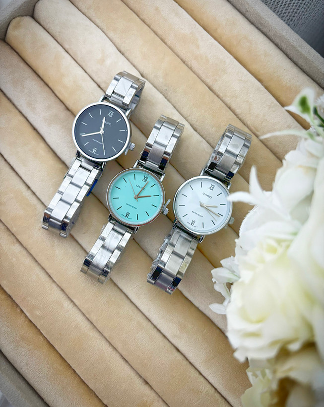 ساعت کاسیو استیل صفحه گرد زنانه