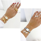 ست دستبند و انگشتر مدل پاپیون استیل