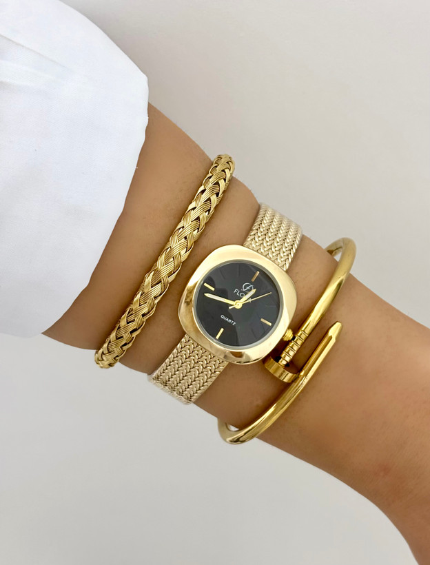 دستبند استیل طرح بافت