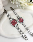 ساعت ست کاسیو اولدمانی صفحه چری آلبالویی