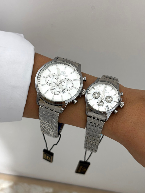 ساعت ست استیل صفحه سفید