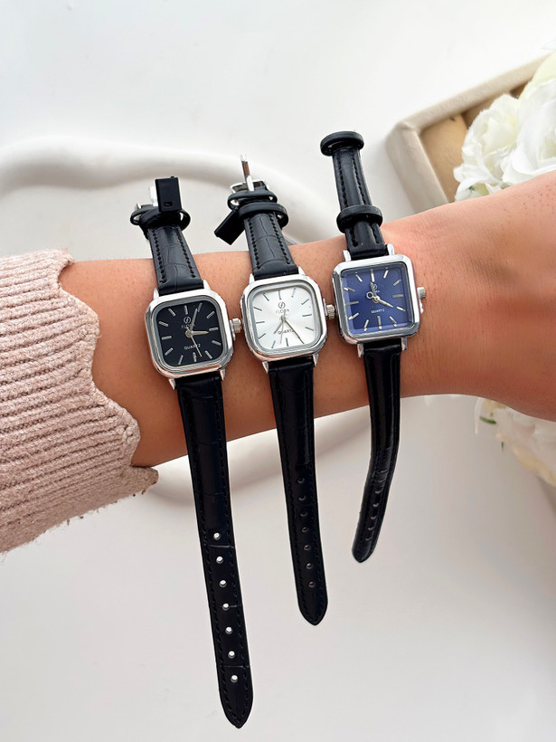 ساعت بند چرمی مشکی زنانه