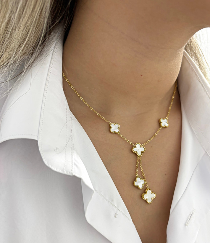 گردنبند ونکلیف سفید طرح طلا زنانه