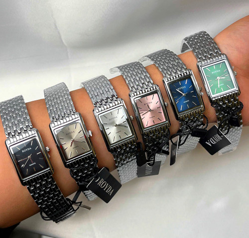 ساعت مستطیل زنانه استیل