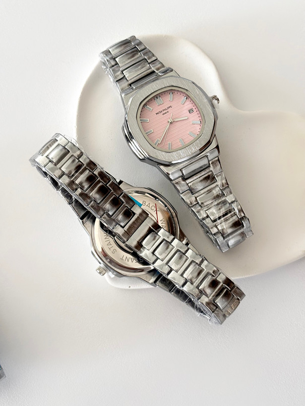 ساعت دخترانه استیل صفحه صورتی