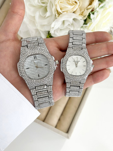 ساعت تمام نگین سیلور زنانه