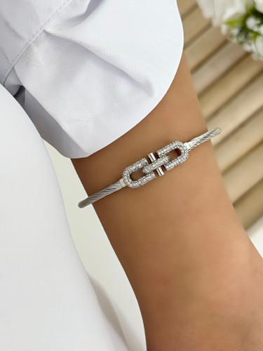 دستبند تیفانی جواهری سیلور نگیندار