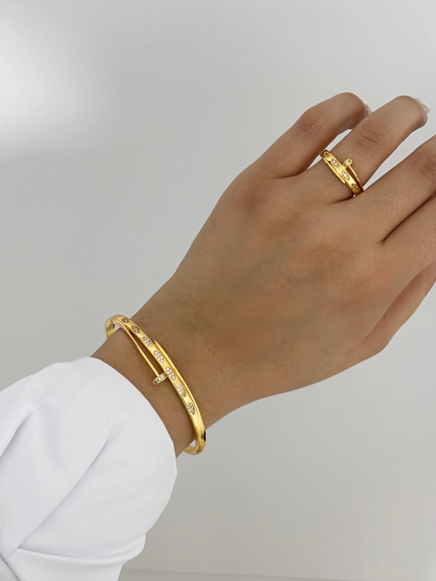 ست کارتیه نگین دار مشابه طلا