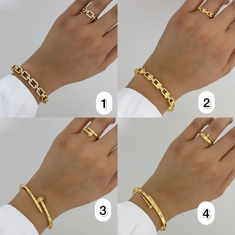 ست دستبند انگشتر طلایی زنانه