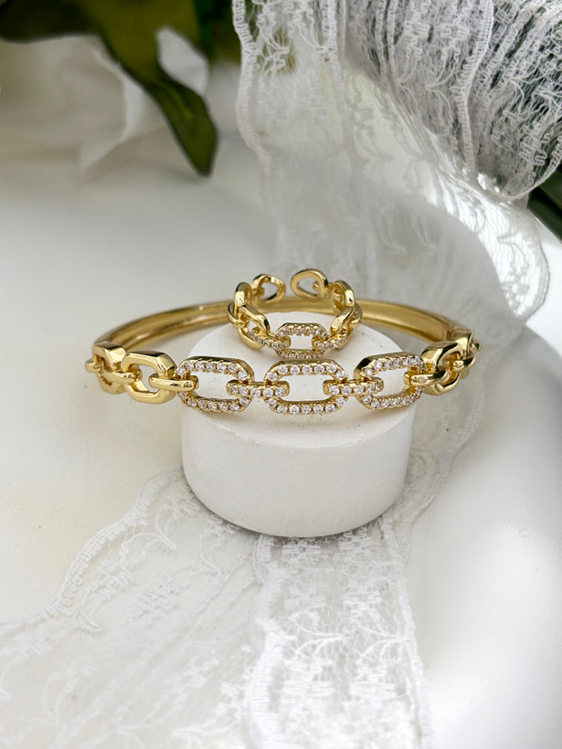 ست دستبند و انگشتر کارتیه استیل