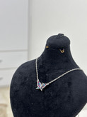 گردنبند نقره دخترانه پلاک پروانه ای نگینی