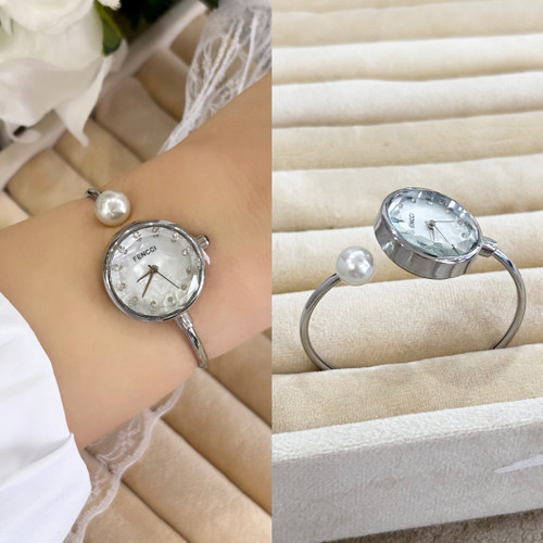 بنگل ساعت استیل مرواریدی زنانه